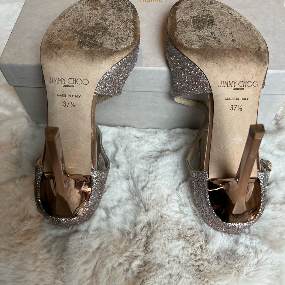 Jimmy Choo Lang tea rose fine glitter sandal 🌟 - Picture 8 of 10